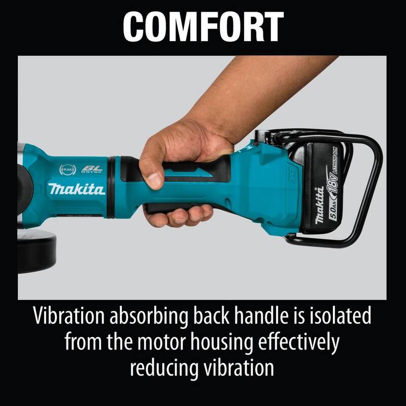 Makita 18V X2 LXT de iones de litio (36V) sin escobillas Cortadora de ángulo inalámbrica de interruptor de paleta de 9 pulgadas con freno eléctrico Kit de amoladora de corte - XAG13PT1