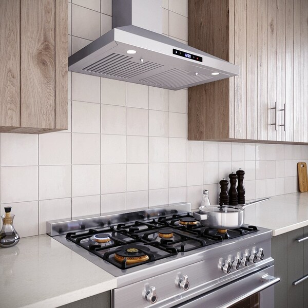 Streamline 30 in. Francesco Ducted Wall Mount 350 CFM Range Hood in Brushed Stainless Steel - T-451-1-DT