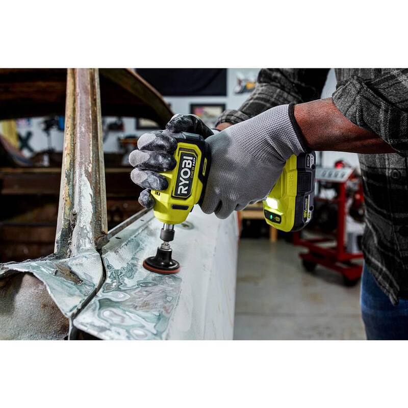 RYOBI ONE+ HP 18V Rectificadora compacta sin escobillas de ángulo recto inalámbrica de 1/4 de pulgada (herramienta únicamente) con juego de discos de lija de 2 pulgadas (16 piezas) - PSBDG01B-A911601