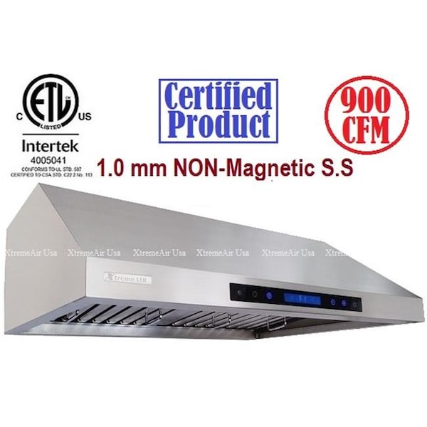 Xtremeair Usa XtremeAir PX12-U36; 36" 900 CFM; LED Lights; Baffle Filter W/ Grease Drain Tunnel; 1.0mm Non-Magnetic Stainless Steel;  Under Cabinet Mount Range Hood - PX12-U36