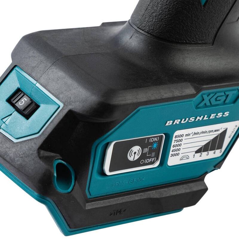 Esmeriladora angular inalámbrica sin escobillas Makita 40V max XGT de 5 pulgadas con sistema X-LOCK, freno eléctrico, compatible con AWS (4.0Ah) - GAG11M1.