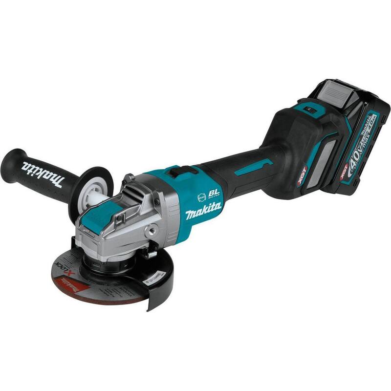 Esmeriladora angular inalámbrica sin escobillas Makita 40V max XGT de 5 pulgadas con sistema X-LOCK, freno eléctrico, compatible con AWS (4.0Ah) - GAG11M1.