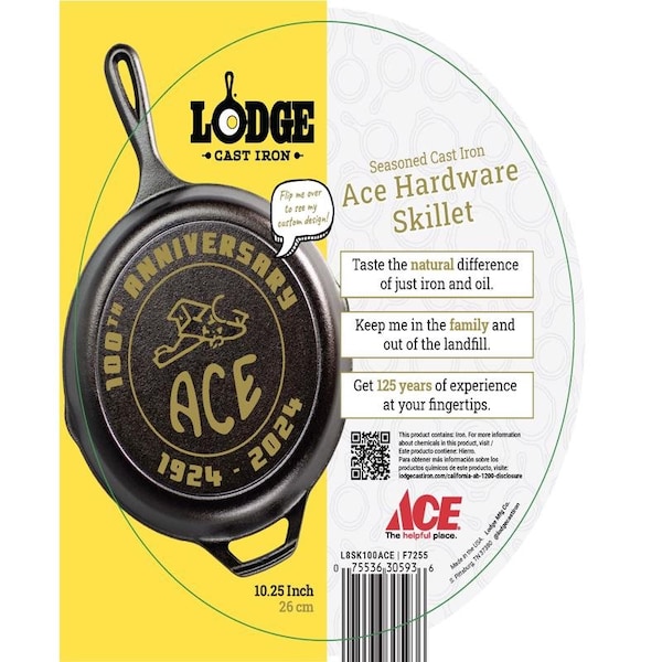 Lodge Ace Hardware 100 Year Anniversary Cast Iron Skillet 10 in. Black - L8SK100ACE
