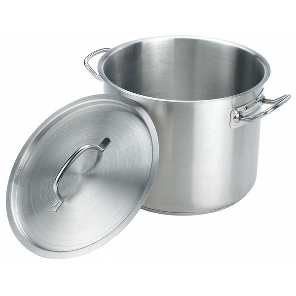 Crestware Stock Pot w/Cover, 12 qt, 12-1/2 In., SS - SSPOT12