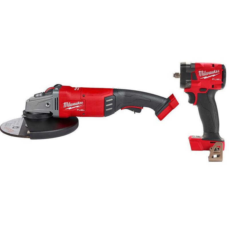 Milwaukee M18 FUEL Rectificadora angular inalámbrica de 18 voltios 7"/9" con motor sin escobillas de iones de litio y Llave de impacto compacta M18 FUEL 3/8" - 2785-20-2854-20