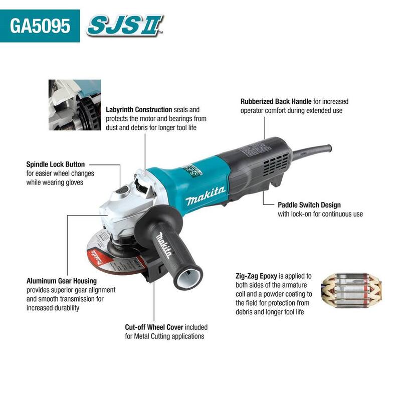 Esmeriladora angular de cable de 5 pulgadas Makita - GA5095