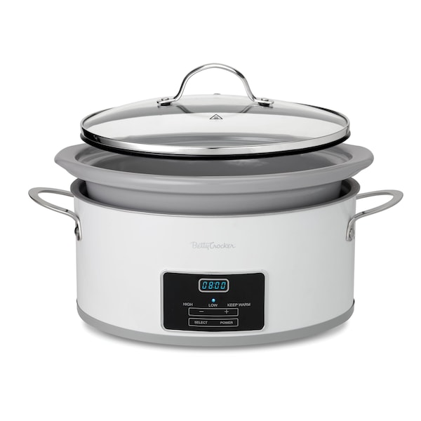 Betty Crocker 6-quart Oval Digital Slow Cooker, White - BC-4587W