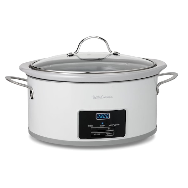 Betty Crocker 6-quart Oval Digital Slow Cooker, White - BC-4587W