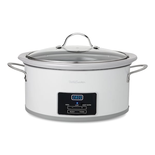 Betty Crocker 6-quart Oval Digital Slow Cooker, White - BC-4587W