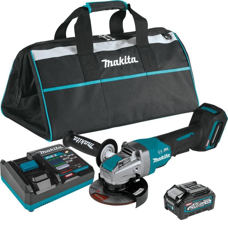 Makita 40V max XGT Amoladora Angular Inalámbrica Brushless de 5 pulgadas con Interruptor Paddle X-LOCK, con Freno Eléctrico (4.0Ah) - Kit GAG13M1