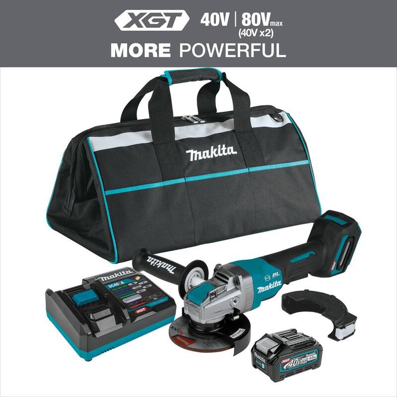 Makita 40V max XGT Amoladora Angular Inalámbrica Brushless de 5 pulgadas con Interruptor Paddle X-LOCK, con Freno Eléctrico (4.0Ah) - Kit GAG13M1