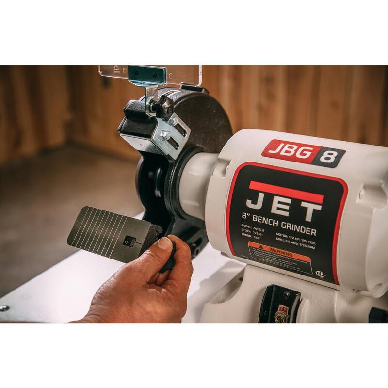 Amoladora de banco para herramientas de carpintería Jet JWBG-8 de 8 pulgadas y 1/2 HP, 115 voltios - 726101