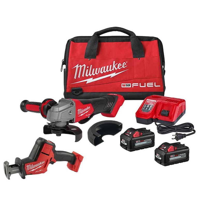 Esmeriladora inalámbrica Milwaukee M18 FUEL de 18V con batería de litio-ion sin escobillas de 4-1/2 in./5 in. y sierra reciproca HACKZALL - 2880-22-2719-20