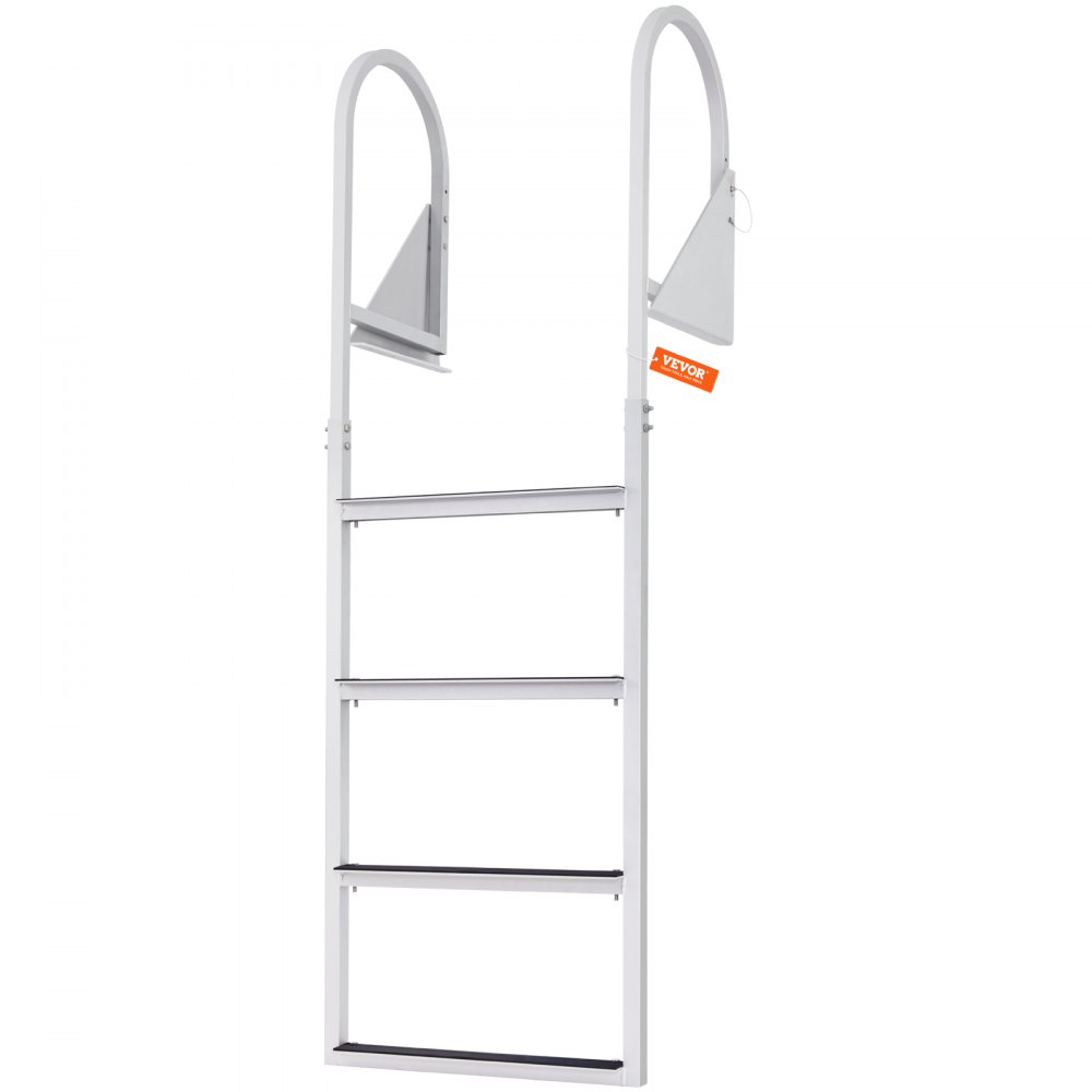 VEVOR Dock Ladder, Flip-Up 4 Steps, 350 lbs Load Capacity, Aluminum Alloy Pontoon Boat Ladder with 2'' Wide Step & Nonslip Rubber Mat, Easy to Install for Ship/Lake/Pool/Marine Boarding - MTZTSFSJFHXJDNMHPV0