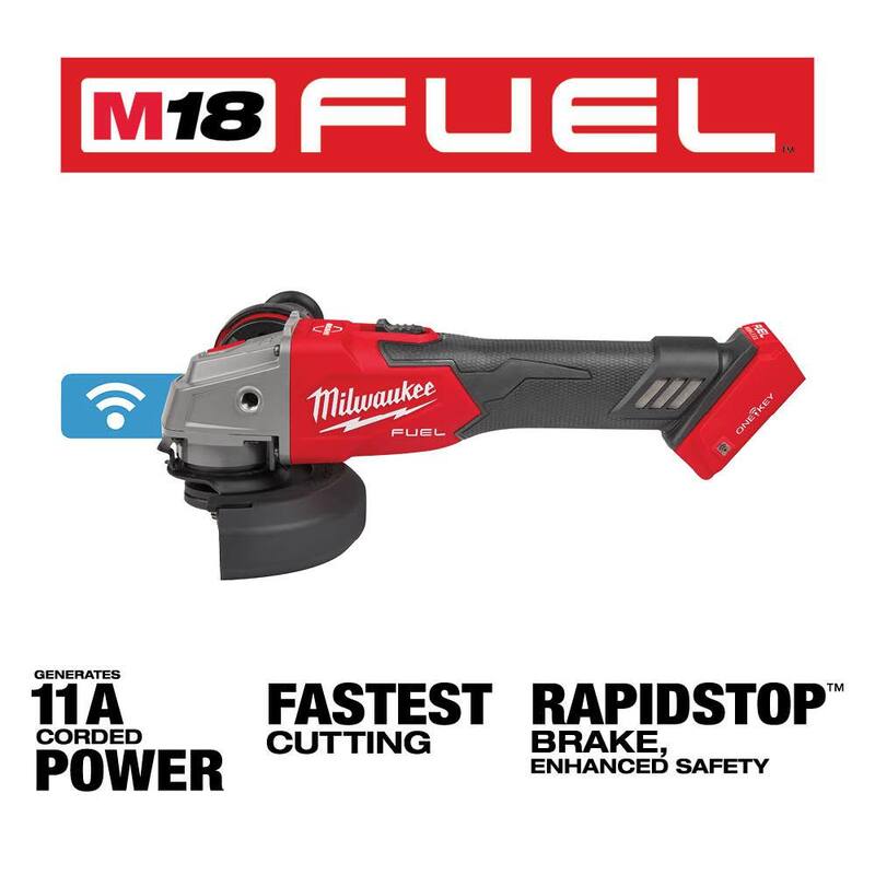 Amoladora de freno Milwaukee M18 FUEL 18V de ion de litio sin escobillas inalámbrica de 4-1/2 in./5 in. con interruptor deslizante y amoladora sin escobillas - 2883-20-2880-20.