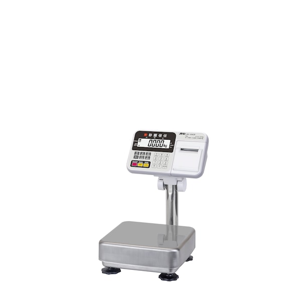 A&D Weighing Platform Scale, 3/6/15X0.001/0.002/0.005kg w/ Compact Printer, Legal for Trade - HV-15KCP