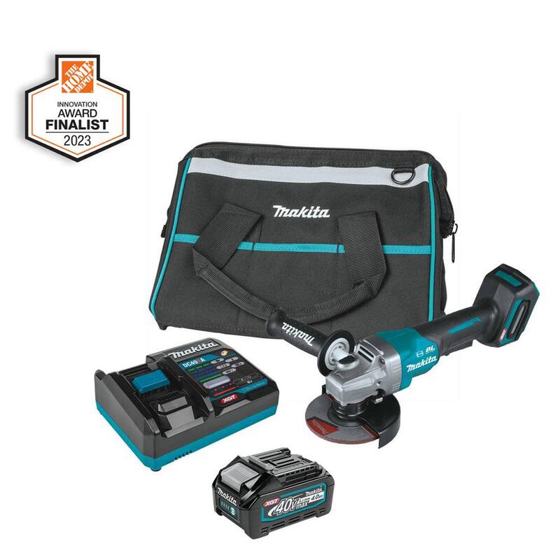 Kit de amoladora angular inalámbrica sin escobillas Makita 40V Max XGT de 4-1/2/5 pulgadas con interruptor de paleta y freno eléctrico (4.0Ah) - GAG03M1