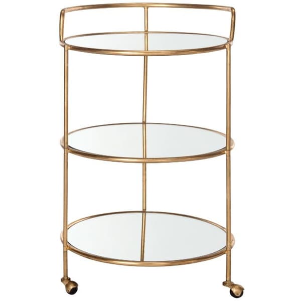 Safavieh Dulcinea Bar Cart- Gold and Mirror Top - 35 x 26 x 26 in. - FOX2554B
