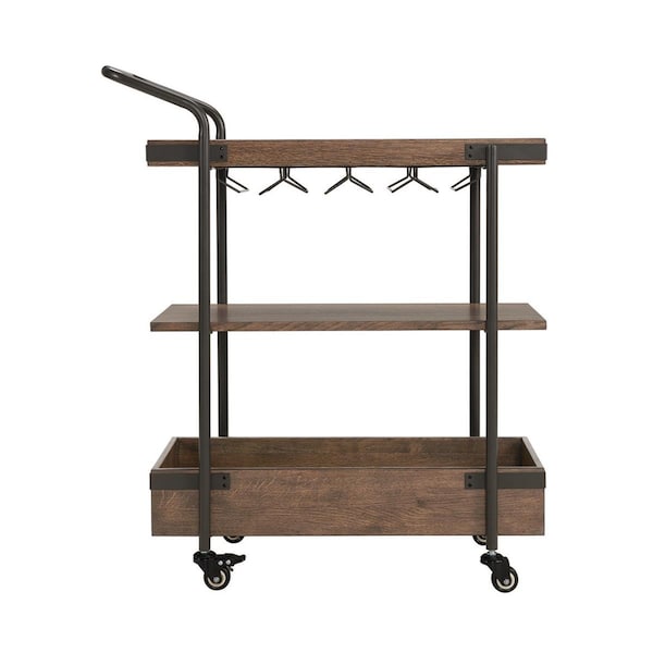 Cortesia 32 in. Kyra Oak & Metal Bar Cart - CO3251388