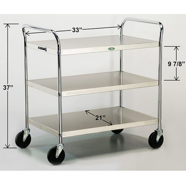 Lakeside Tubular Chrome Frame 3 Shelf Cart; 500 lb Capacity, 21"x33" - K.D. - 499