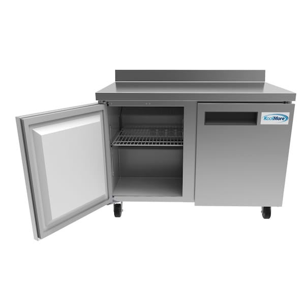 Koolmore 48" Stainless Steel 2 Door Worktop Commercial Refrigerator with 3 1/2 Backsplash - 12 cu.ft () - RWT-2D-12C
