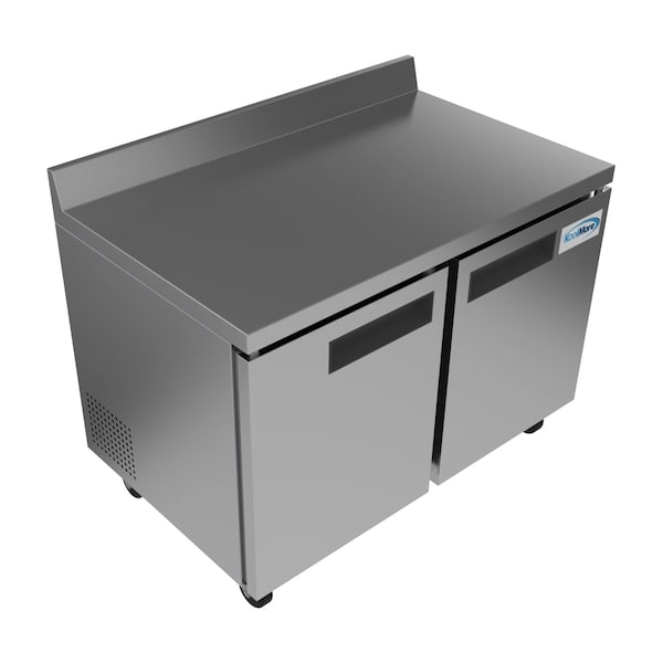 Koolmore 48" Stainless Steel 2 Door Worktop Commercial Refrigerator with 3 1/2 Backsplash - 12 cu.ft () - RWT-2D-12C