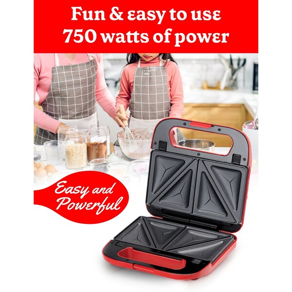Betty Crocker 3-in-1 Indoor Grill, Sandwich / Panini Press & Waffle Maker Plus, Red - BC-4965R