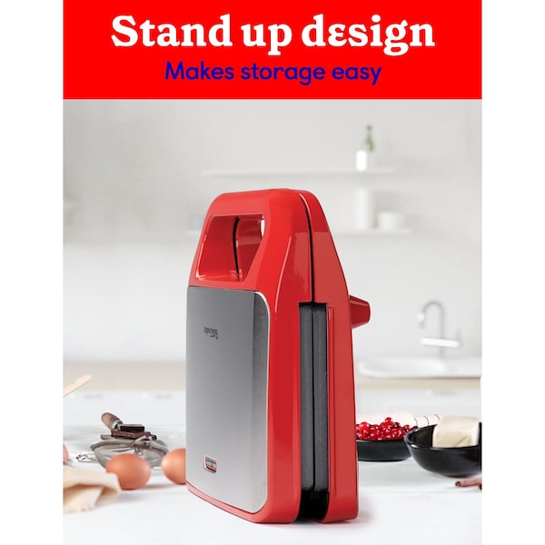 Betty Crocker 3-in-1 Indoor Grill, Sandwich / Panini Press & Waffle Maker Plus, Red - BC-4965R