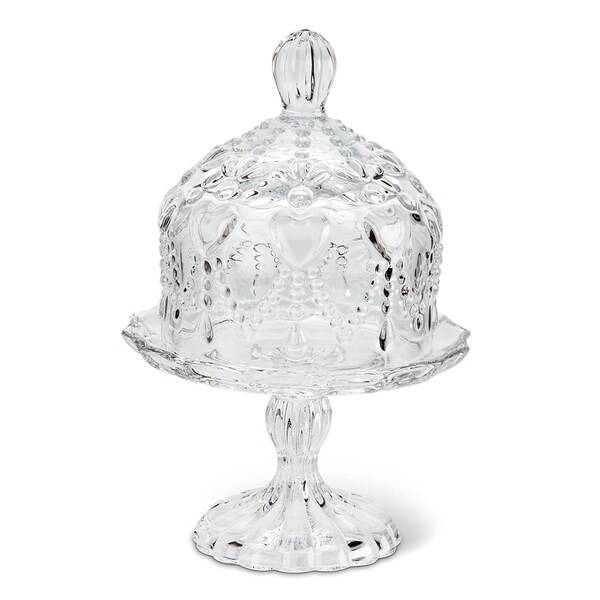 Aparato 6.5 in. Covered Pedestal Plate with Hearts, Clear - Small - AP3067700