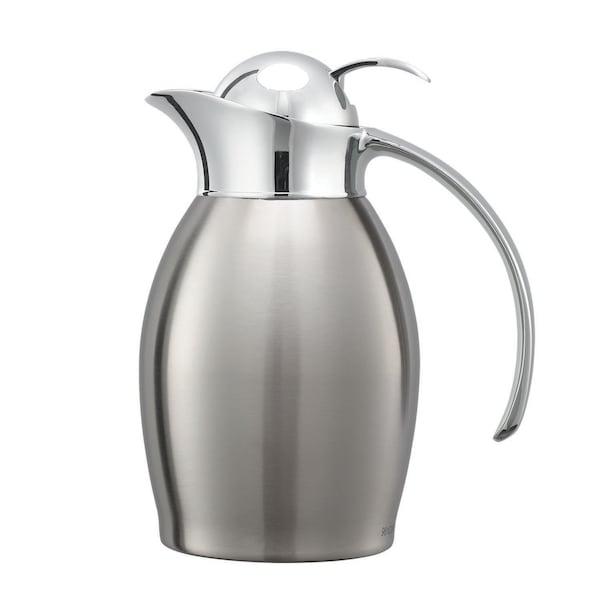 Service Ideas Push Button Carafe, Stainless Steel, 20oz., Brushed - 981C06BSPB