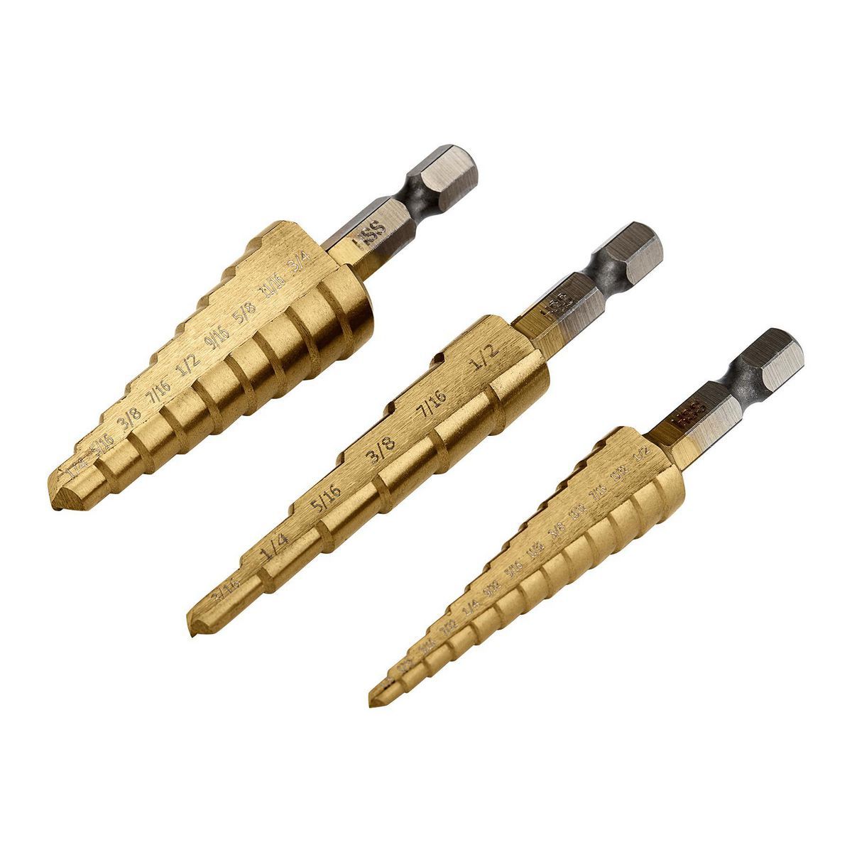 Juego de Brocas Escalonadas de Titanio Warrior, 3 Piezas - 91616