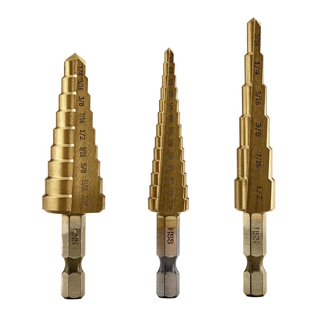 Juego de Brocas Escalonadas de Titanio Warrior, 3 Piezas - 91616