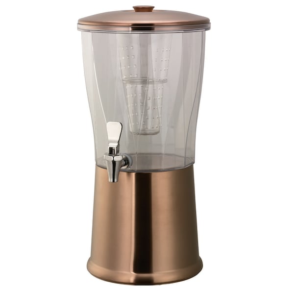 Service Ideas Beverage Dispenser, Round, 3 Gallon with Infuser Tube, Stainless Steel, Rose Gold - CBDRT3RGSS