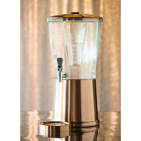 Service Ideas Beverage Dispenser, Round, 3 Gallon with Infuser Tube, Stainless Steel, Rose Gold - CBDRT3RGSS