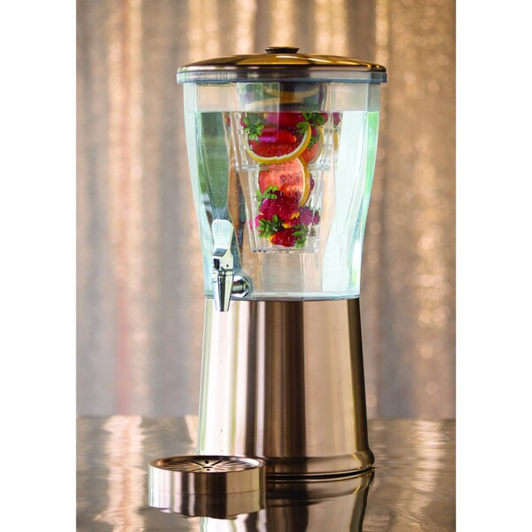 Service Ideas Beverage Dispenser, Round, 3 Gallon with Infuser Tube, Stainless Steel, Rose Gold - CBDRT3RGSS