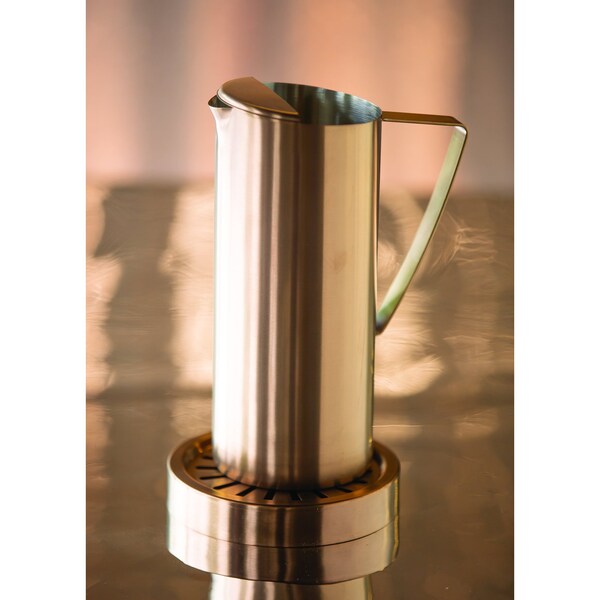 Service Ideas Slim Water Pitcher, 1.9L, Stainless Steel, Ice Guard, Rose Gold - X7025BSRG