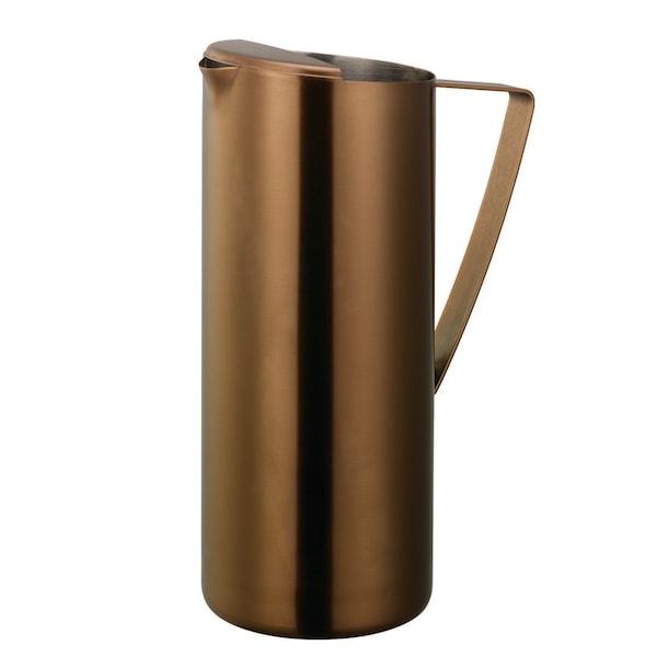 Service Ideas Slim Water Pitcher, 1.9L, Stainless Steel, Ice Guard, Rose Gold - X7025BSRG