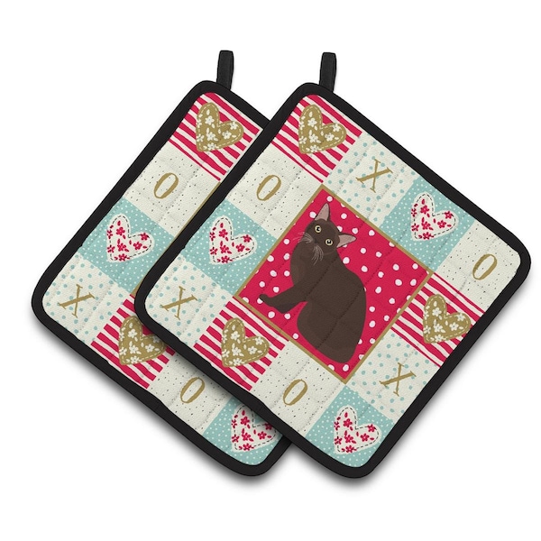 Carolines Treasures 7.5 x 7.5 in. Burmese Cat Love Pair of Pot Holders - CK5747PTHD