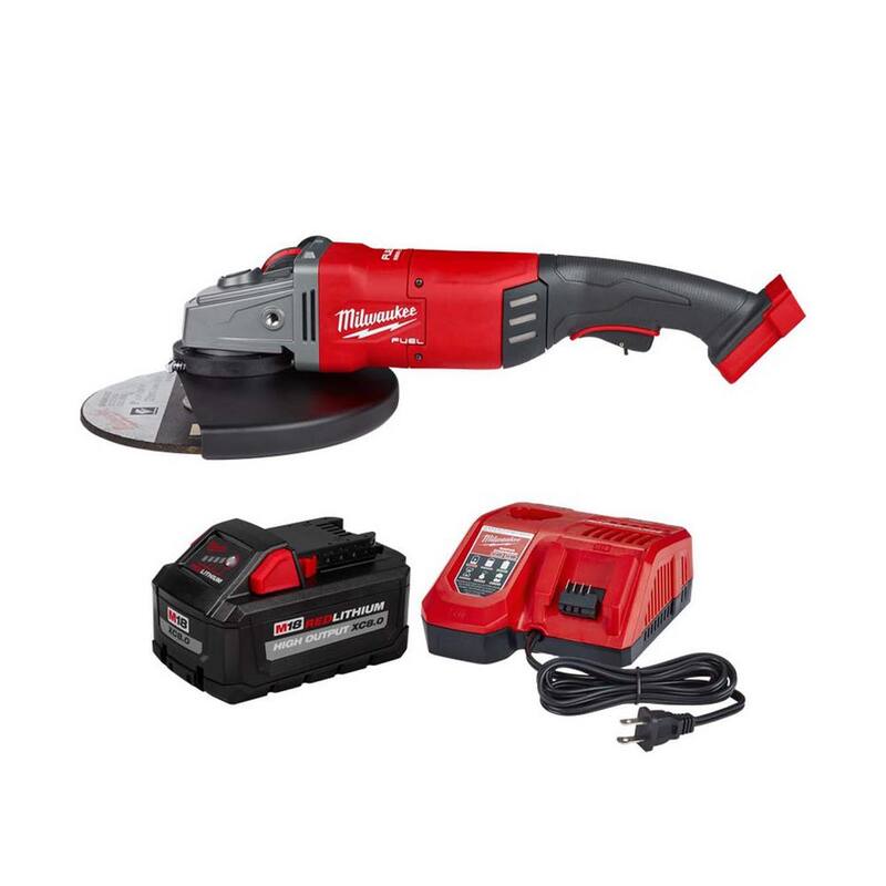 Esmeriladora angular inalámbrica Milwaukee M18 FUEL de 18 voltios con tecnología de iones de litio sin escobillas de 7 pulgadas/9 pulgadas con kit de inicio de 8.0 Ah - 2785-20-48-59-1880