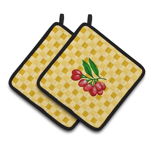 Carolines Treasures Gojis on Basketweave Pair of Pot Holders - BB7225PTHD