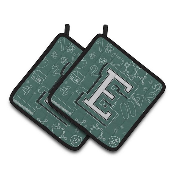 Carolines Treasures Letter E Back to School Initial Pair of Pot Holders, 7.5 x 3 x 7.5 in. - CJ2010-EPTHD