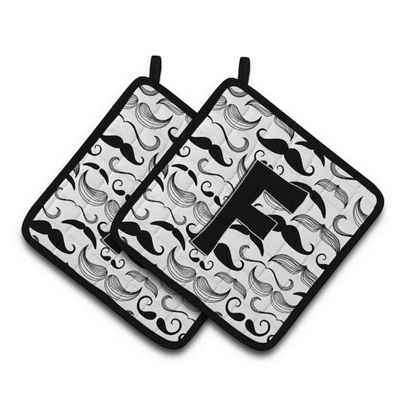 Carolines Treasures Letter F Moustache Initial Pair of Pot Holders, 7.5 x 3 x 7.5 in. - CJ2009-FPTHD