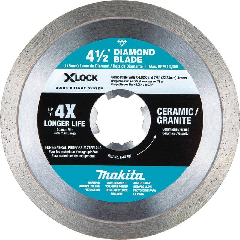 Amoladora angular Makita 18V LXT inalámbrica BL 4.5 / 5 pulgadas X-LOCK, herramienta solamente con hoja de corte de cerámica/granito de 4.5 pulgadas como bonificación - XAG25Z-E-07397