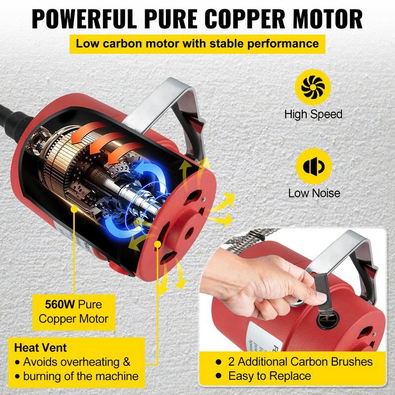 Amoladora de eje flexible VEVOR de 560 vatios con mandril de 1/4 de pulgada, pedal y velocidad de 500 a 25000 RPM para tallar, perforar y pulir - DMJMC560W-W7JUK50V1