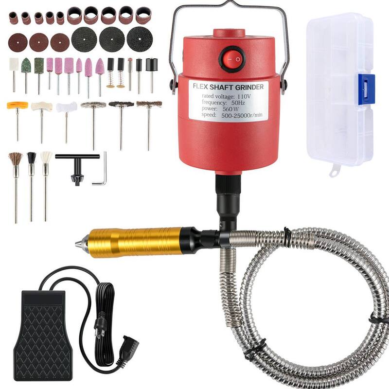 Amoladora de eje flexible VEVOR de 560 vatios con mandril de 1/4 de pulgada, pedal y velocidad de 500 a 25000 RPM para tallar, perforar y pulir - DMJMC560W-W7JUK50V1
