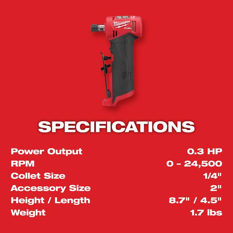 M12 FUEL 12-Volt Lithium-Ion 1/4 pulgadas Kit de esmeriladora angular derecha inalámbrica con herramienta multiherramienta M12 oscilante - 2485-22-2426-20  de Milwaukee.