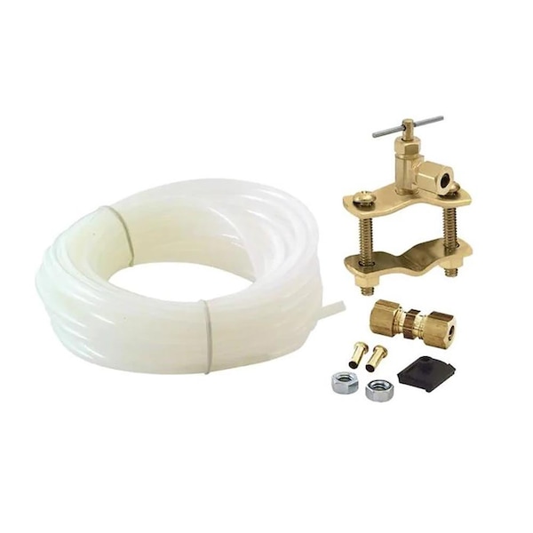 Thrifco Plumbing 15ft 1/4 Inch OD Inlet x 1/4 Inch OD Outlet Poly Ice Maker Installation Kit - 4400720