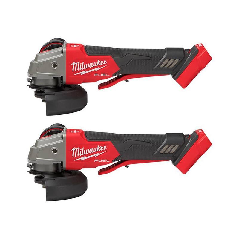 Amoladora inalámbrica Milwaukee M18 FUEL de 18 voltios con batería de iones de litio, sin escobillas, de 4-1/2 in./5 in. con velocidad variable y interruptor de paleta (2 piezas) - 2888-20-2888-20
