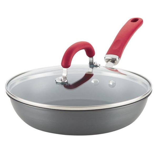 Rachael Ray Rachael Ray 81154 10.25 in. Create Delicious Hard Anodized Aluminum Nonstick Deep Skillet - Gray - 81154