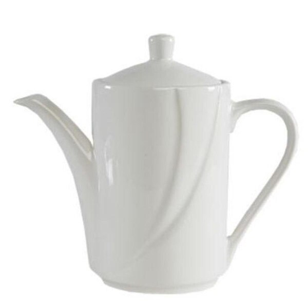 Tuxton China AlumaTux San Marino 7.5 in. Tea Pot with Lid - Pearl White - 6 pcs, 6PK - ASU-102
